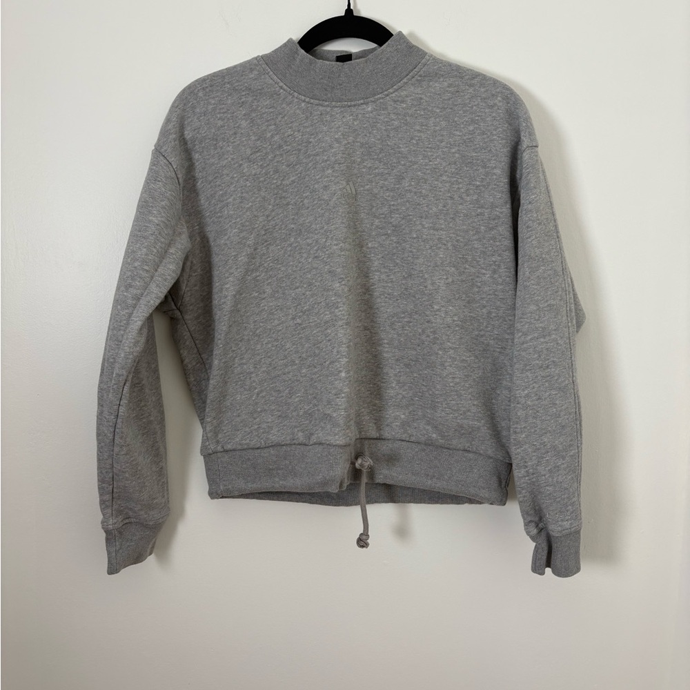 adidas Women's Gray Cropped Drawstring Sweatshirt